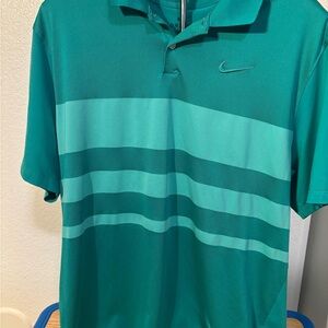 Nike Men's Teal Striped Polo Shirt